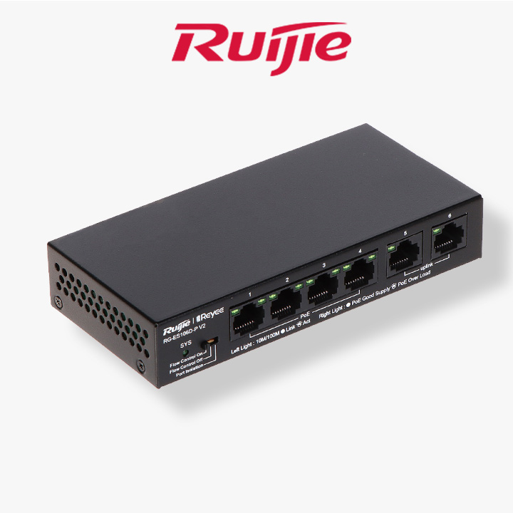 Switch RUIJIE 10/100Mbps 6 Ports POE UNMANAGEABLE