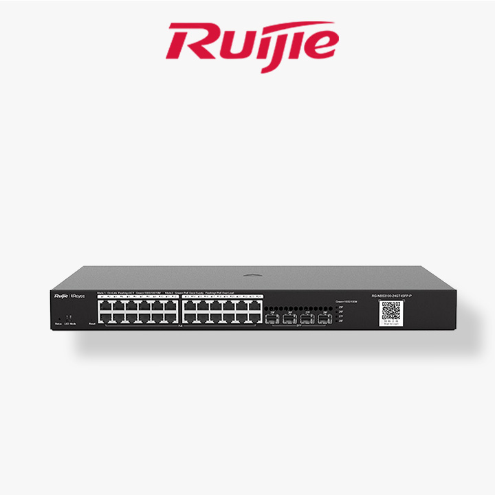 Switche Ruijie 24 Port Gigabit Managed PoE/PoE+ Ports + 4 Sfp 370W