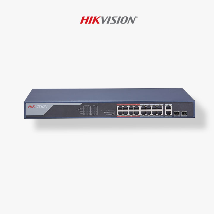 Switch Hikvision 16 Ports PoE Smart 10/100Mbps + 2*GB/1*SFP Managed