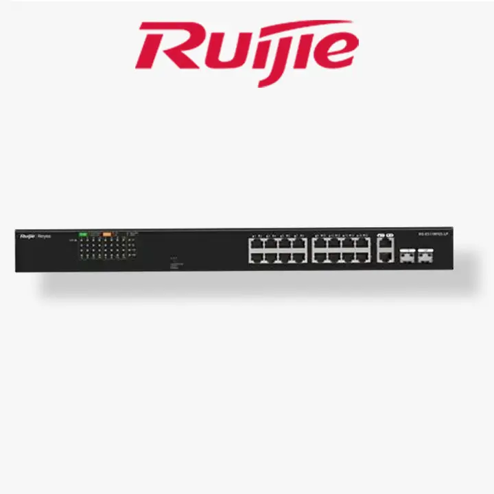 Switch Ruijie 16 Ports PoE 10/100 + 2 Ports Gigabit Unmanaged