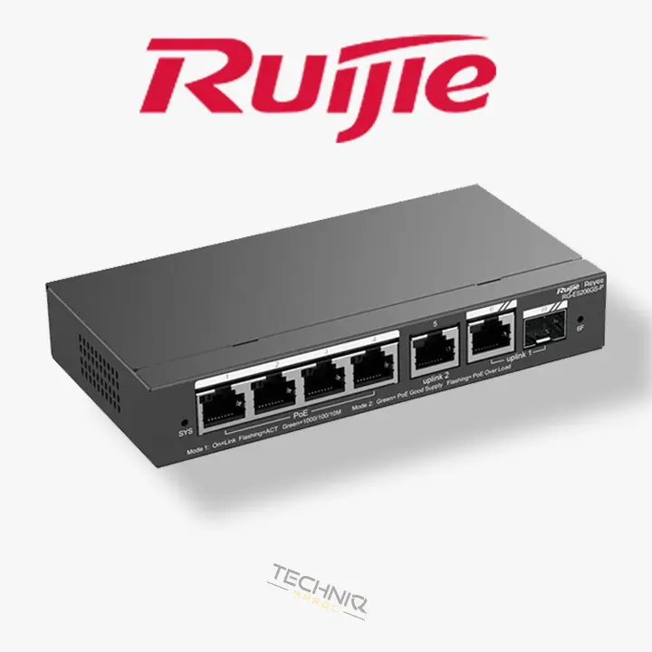 Switch Ruijie 6 Ports Gigabit Smart Poe (4 Poe/Poe +1 Gigabit Rj45+1 SFP Uplink) Managed