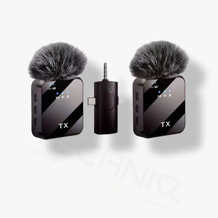 Microphone 2 en 1 sans fil pour iPhone/Android et Type C F11-2