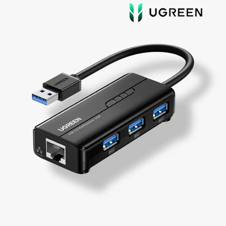 HUB USB 3.0 Ugreen Gigabit 4 en 1 RJ45 Port
