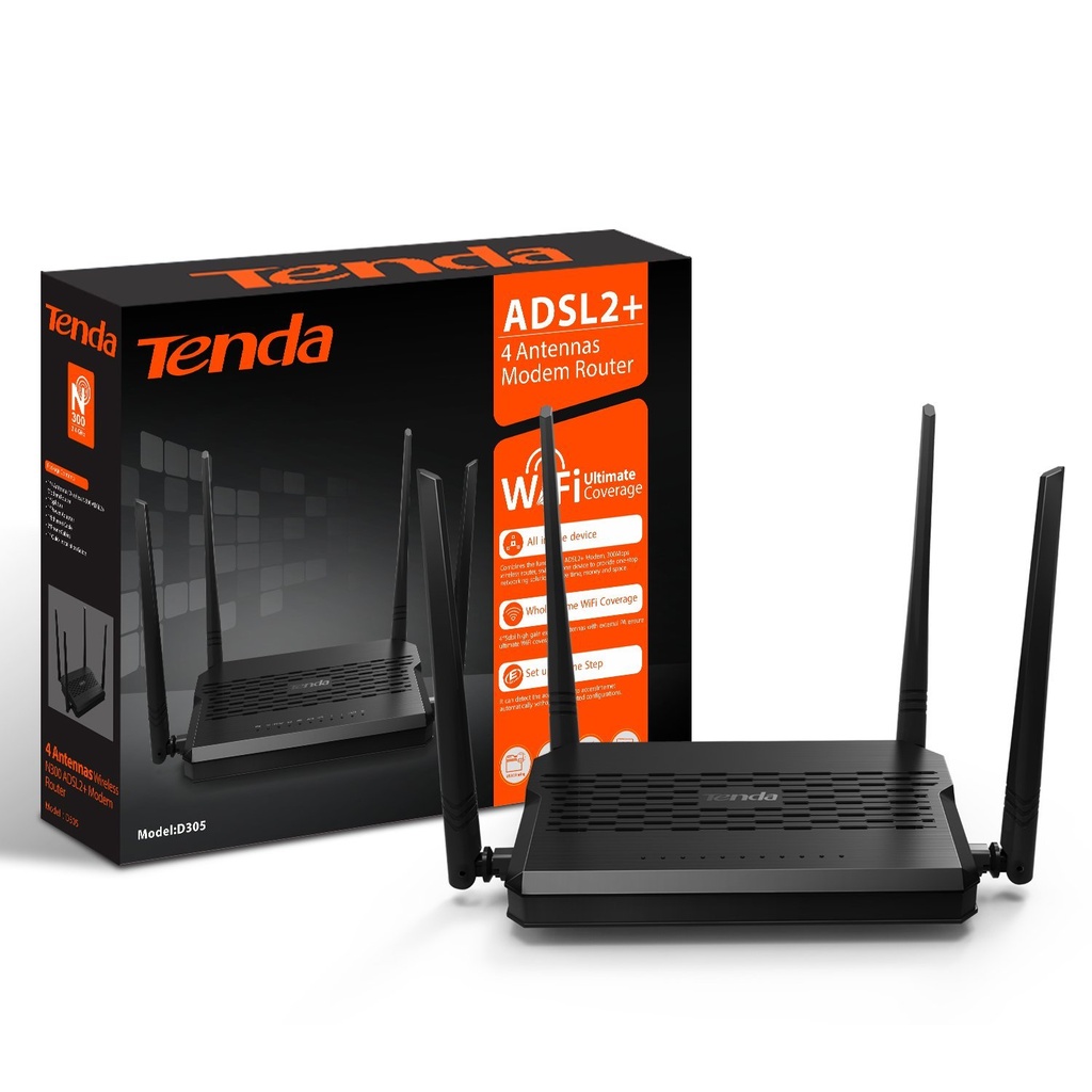 Modem Router Tenda Wirless 4antenne N300 Adsl2+