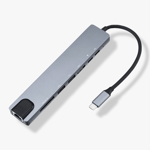[TYPE-C ADAP 8IN1 8PORT HUB] Hub Type-c 8 in 1 USB - RJ45 - HDMI - VGA