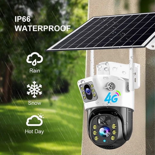[wifi 4g camera solar] Camera Solair 2MP 4G double lens Couleur
