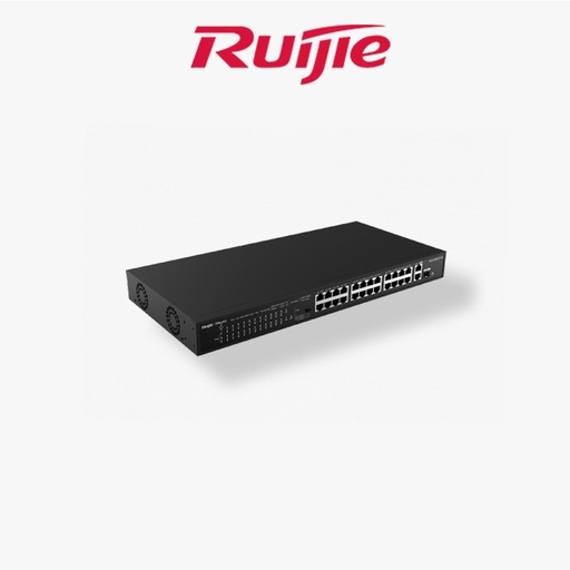 [RG-ES126S-LP V2] Switch Ruijie 24 Port 10/100Mbps PoE+ 2 Port Unmanaged Gigabite + 1 SFP 180W