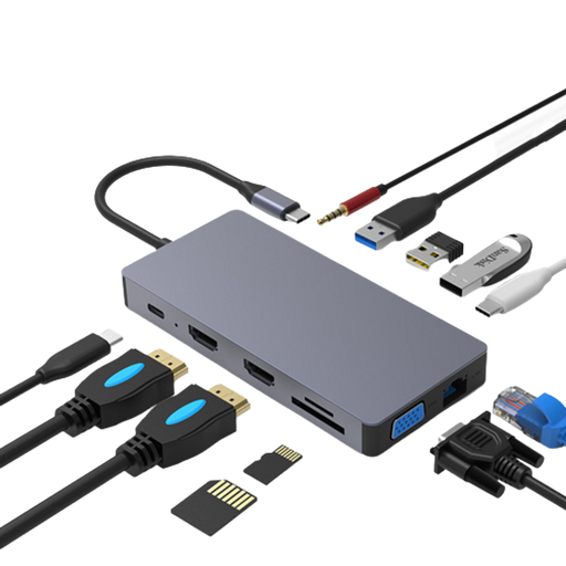 [USB-C TO HDTV +12P 12IN1] Hub Type-c TO HDMI MULTIFUNCTION ADAPTER 12 IN 1